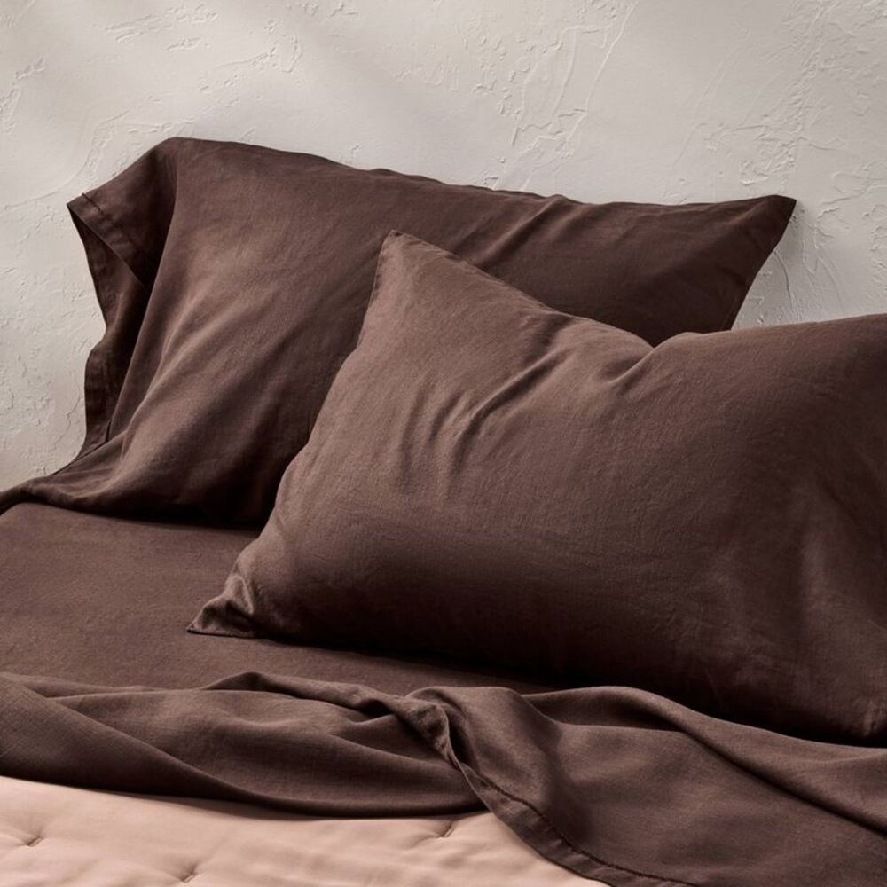 King 100% Linen Pillowcases Dark Fig - Casaluna